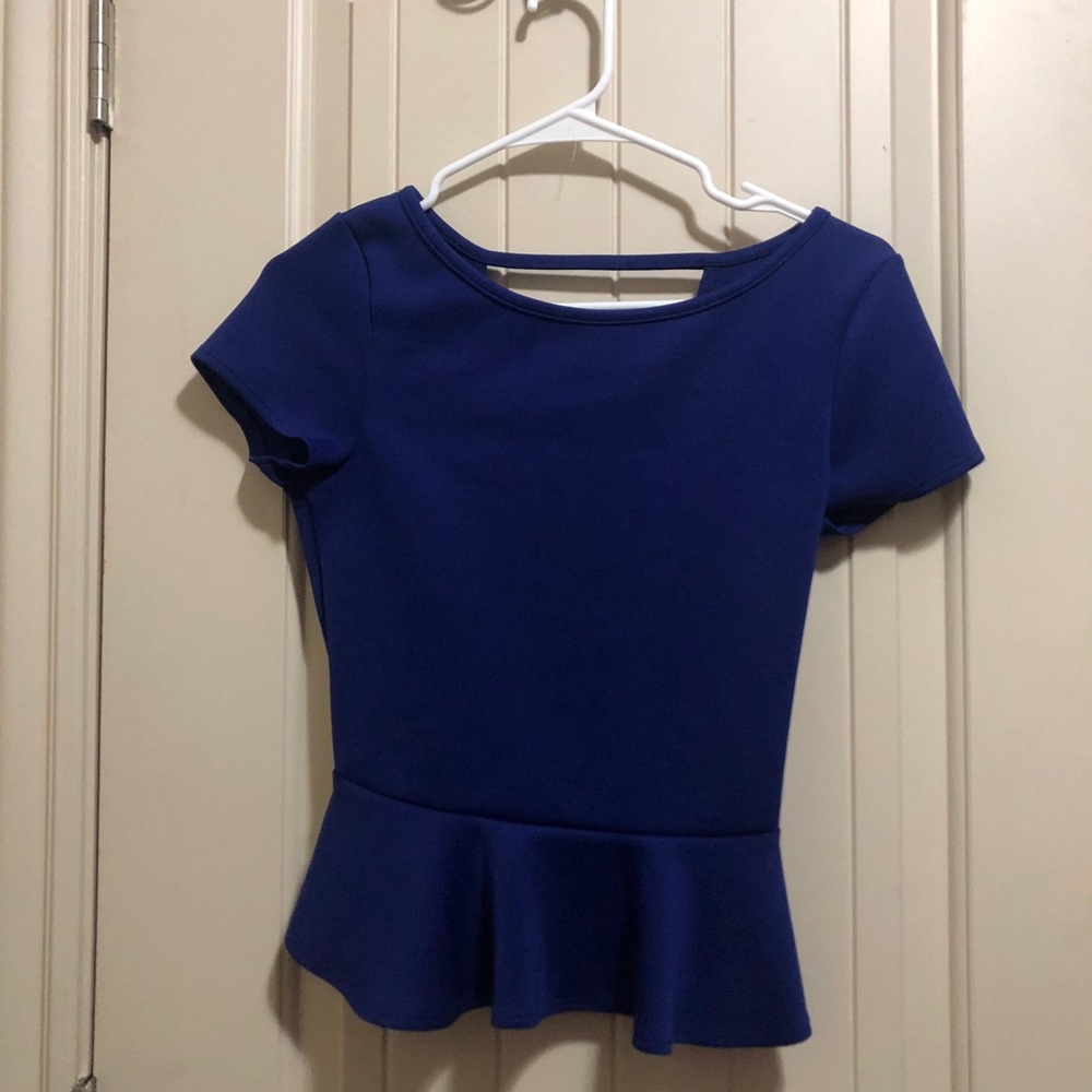Peplum Top with Strappy Open Back